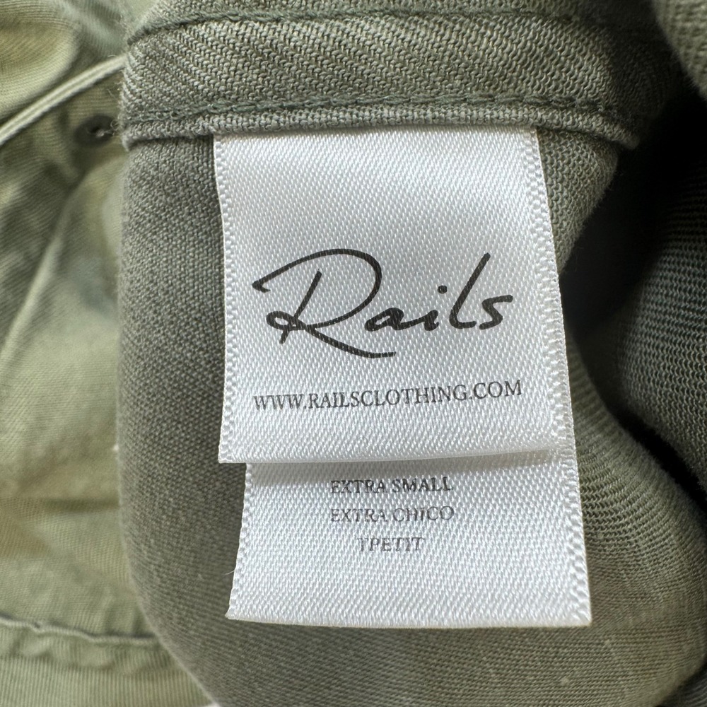 Rails Marcel Shirt Womens XS Sage Green Floral Embroidered Linen Blend Boho - Picture 7 of 14